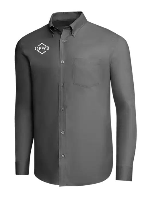 Brooks Brothers Dark Grey Wrinkle-Free Stretch Pinpoint Shirt w/QPWB Logo