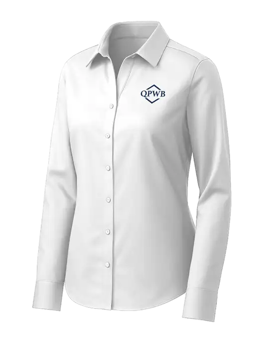 Brooks Brothers Womens White Wrinkle-Free Stretch Pinpoint Shirt w/QPWB Logo