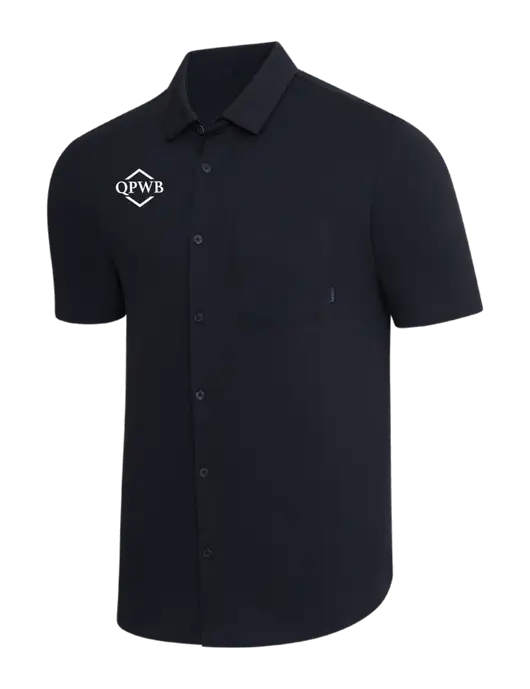 OGIO Black Extend Short Sleeve Button Up Shirt w/QPWB Logo