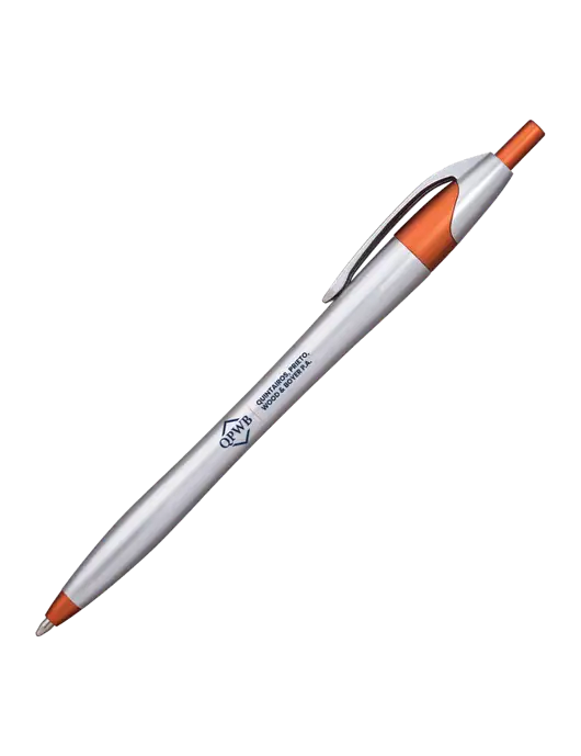Novella Orange/Chrome Bright Pen - Blue Ink w/QPWB Logo