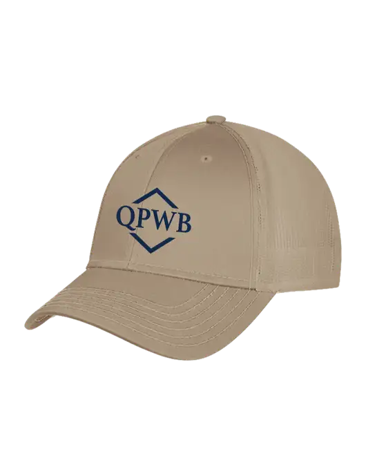 Khaki Mesh Trucker Cap Snap Back w/QPWB Logo