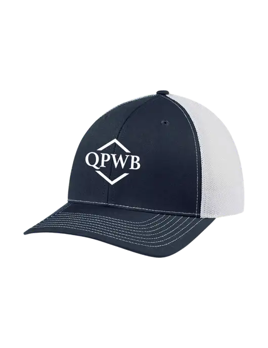 Richardson Adjustable Snapback Original 112 Trucker Cap Navy w/White Mesh w/QPWB Logo