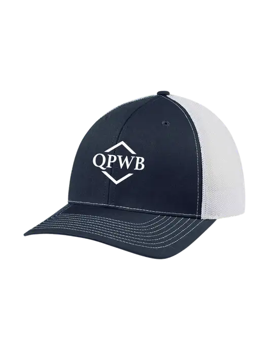 Richardson Adjustable Snapback Original 112 Trucker Cap Navy w/White Mesh w/QPWB Logo