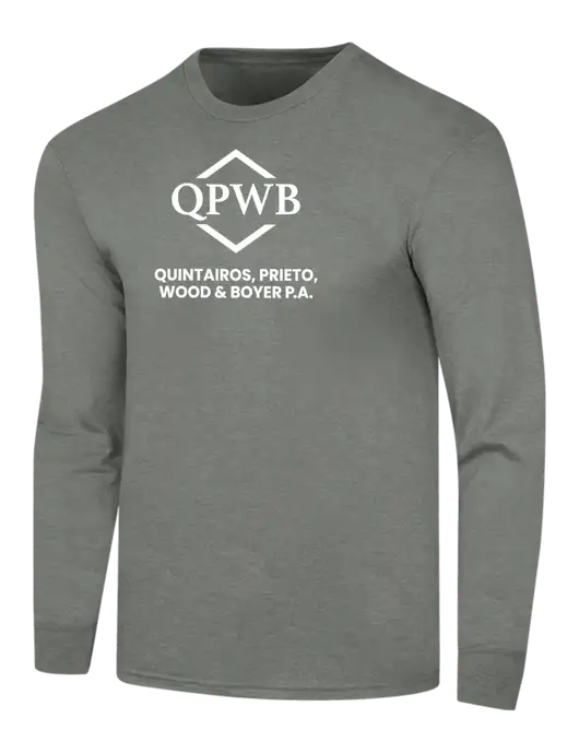 Simply Soft Long Sleeve Heathered Charcoal 4.5 oz, Poly/Combed Ring Spun Cotton T-Shirt w/QPWB Logo