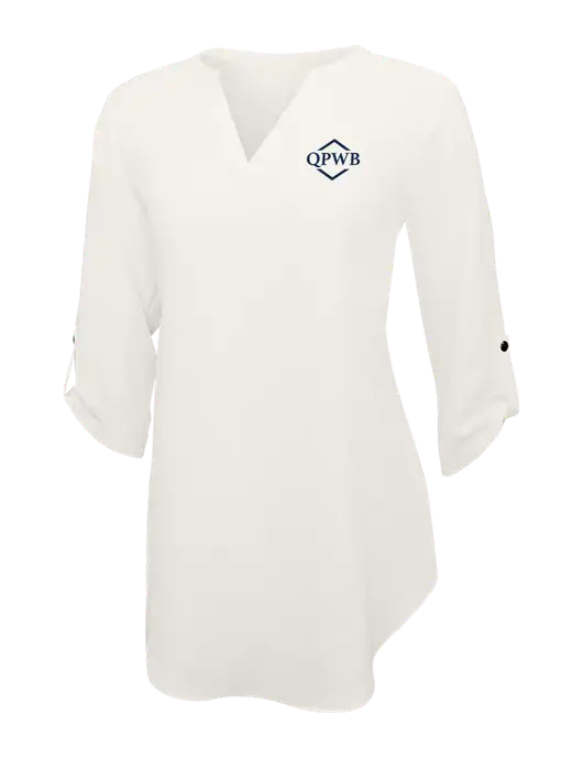 Ivory Womens 3/4 Sleeve Tunic Blouse w/QPWB Logo
