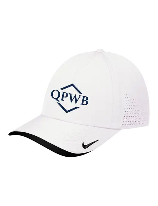 Nike White/Black Dri-FIT Perforated Performance Cap w/QPWB Logo