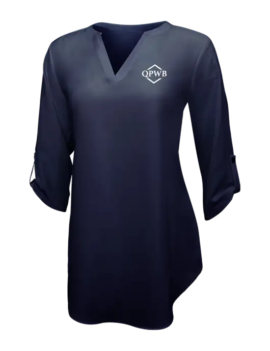 Navy Womens 3/4 Sleeve Tunic Blouse w/QPWB Logo