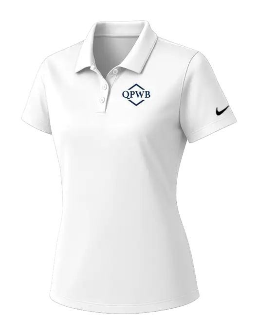 Nike Womens White Dry Essential Solid Polo w/QPWB Logo