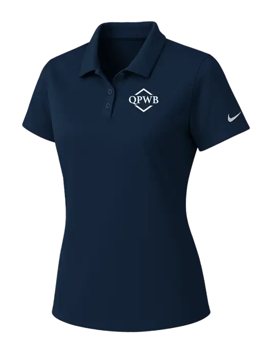 Nike Womens Navy Dry Essential Solid Polo w/QPWB Logo