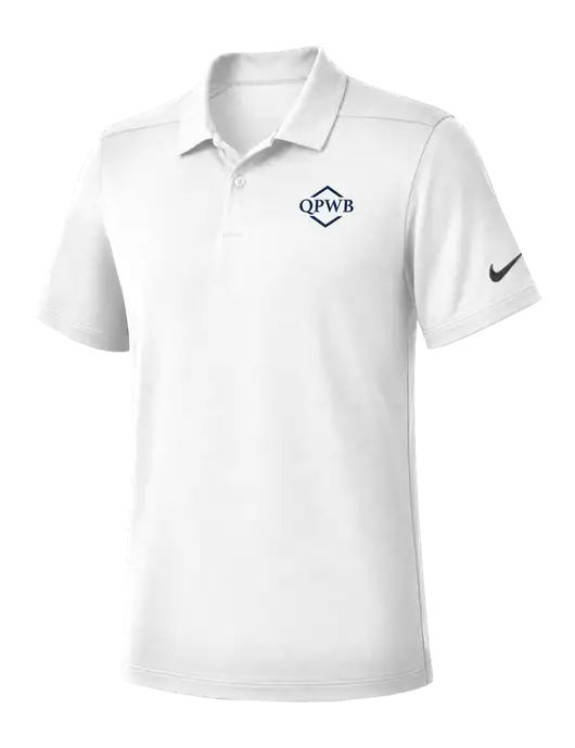 Nike White Dry Essential Solid Polo w/QPWB Logo