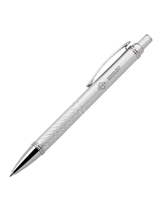 Silver Stellar Scribe Pen - Black Ink w/QPWB Logo