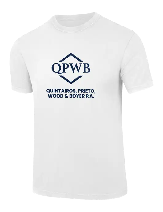 Comfort Colors 6.1 oz White Heavyweight Ring Spun T-Shirt w/QPWB Logo