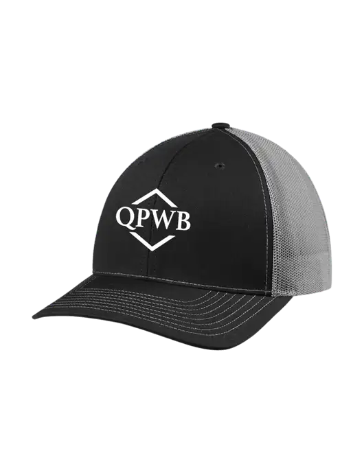 Richardson Adjustable Snapback Original 112 Trucker Cap Black w/Charcoal Mesh w/QPWB Logo