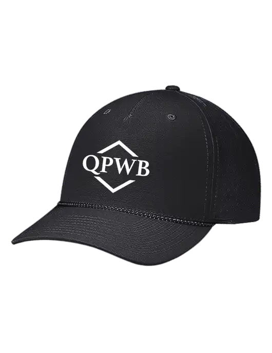 Richardson Laser Perf Performance Black/Black-Grey Rope Cap w/QPWB Logo