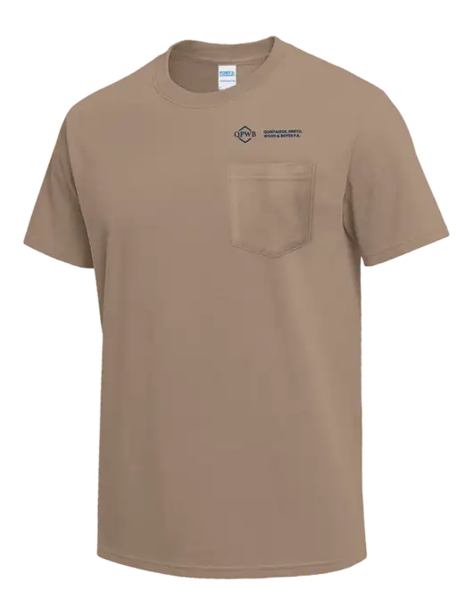 Dark Tan Heavyweight 6.1 oz Pocket T-Shirt w/QPWB Logo