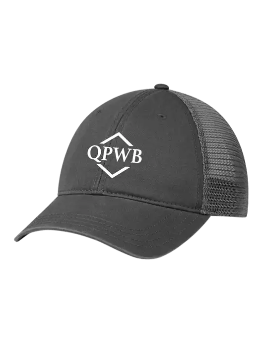 Richardson 111 Garment Washed Trucker Cap Charcoal w/Charcoal Mesh w/QPWB Logo