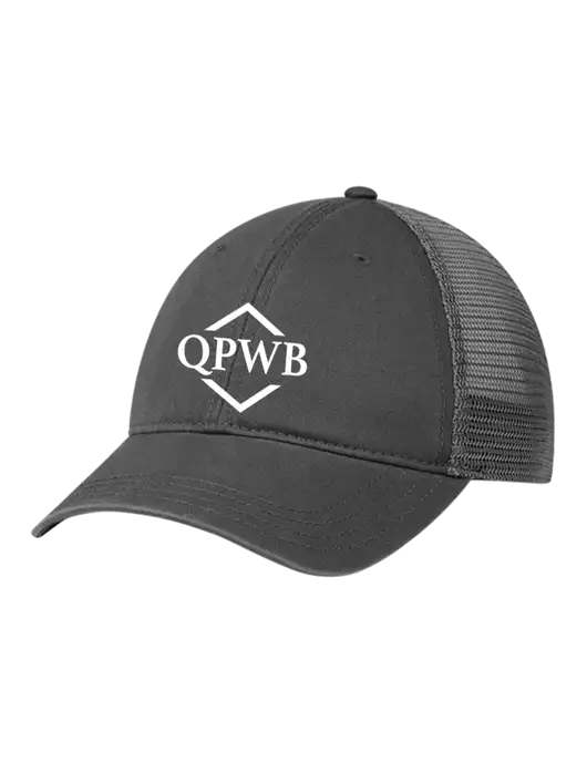 Richardson 111 Garment Washed Trucker Cap Charcoal w/Charcoal Mesh w/QPWB Logo