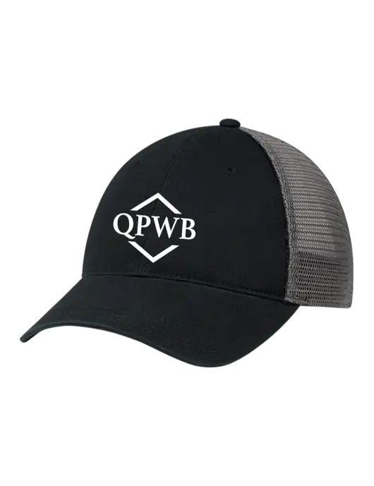 Richardson 111 Garment Washed Trucker Cap Black w/Charcoal Mesh w/QPWB Logo