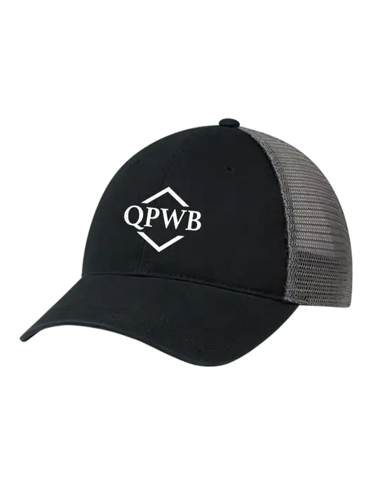 Richardson 111 Garment Washed Trucker Cap Black w/Charcoal Mesh w/QPWB Logo
