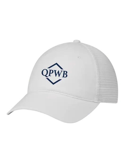 Richardson 111 Garment Washed Trucker Cap White w/White Mesh w/QPWB Logo