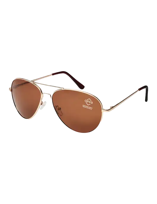 Aviator Coffee Brown with Gold Sunglasses  w/QPWB Logo