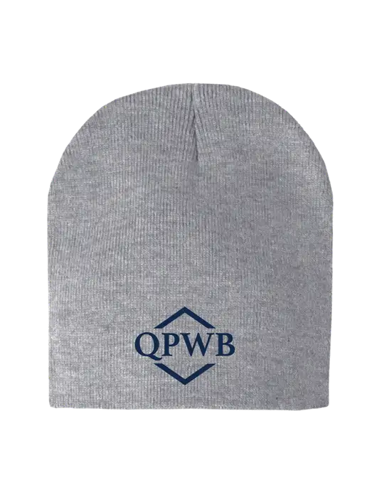 Light Grey Heather Element Knit Beanie w/QPWB Logo
