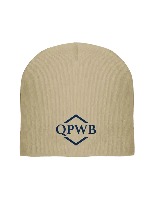 Solid Tan Element Knit Beanie w/QPWB Logo