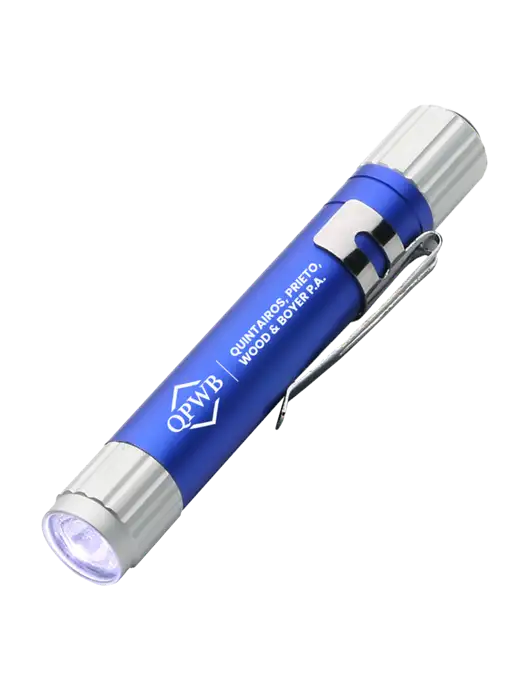 Blue Aluminum LED Penlight w/QPWB Logo