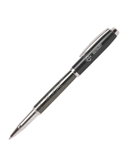 Modernist Black Rollerball Pen - Black Ink w/QPWB Logo