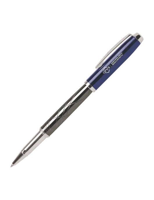 Modernist Blue Rollerball Pen - Black Ink w/QPWB Logo